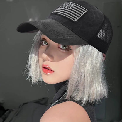 USA Flag Snapback Hat Adjustable Breathable Mesh Baseball Cap American Flag