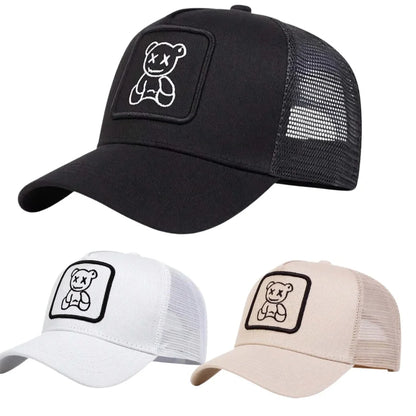 Cute Bear Embroidery Mesh Baseball Hat