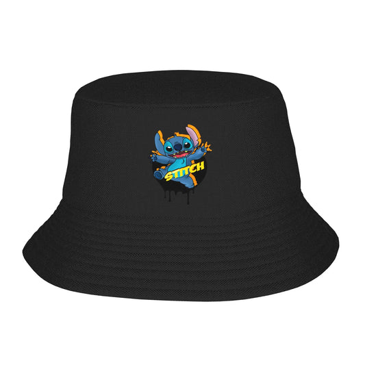 Men Bucket Hat Cartoon Lilo Stitch Picnic Headwear Foldable Outdoor