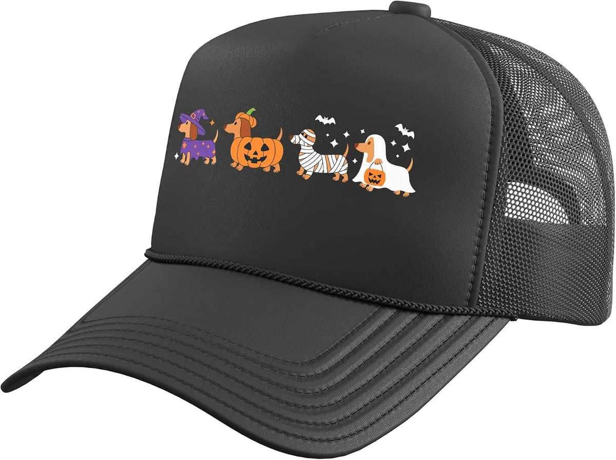 Cute Dachshund Ghost Pumpkin Dog Halloween Costume Baseball Hat