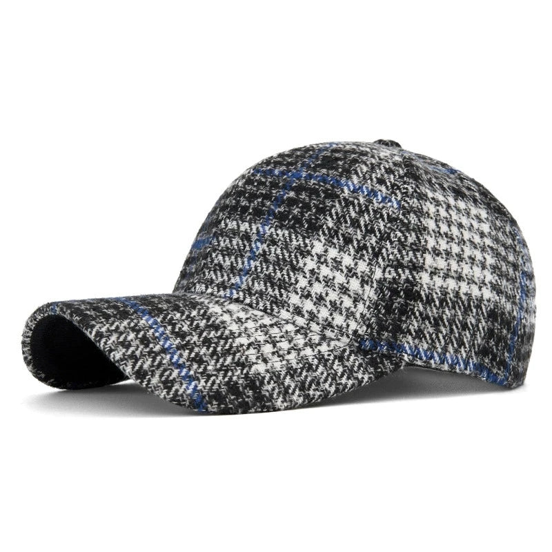 Hats For Men And Women New Classic Plaid Baseball Cap Hard-Brimmed Face-Slimming