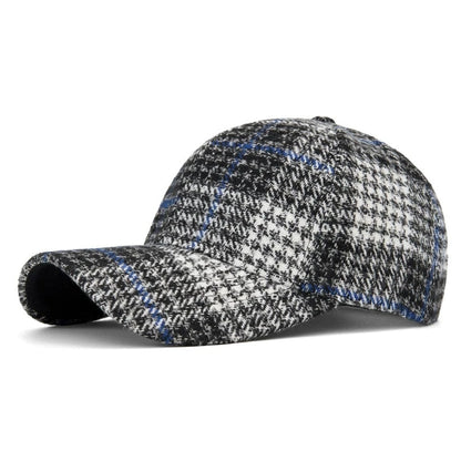 Hats For Men And Women New Classic Plaid Baseball Cap Hard-Brimmed Face-Slimming