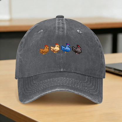 Summer 4 Chickens S-Stardew V-Valley Game Baseball Cap