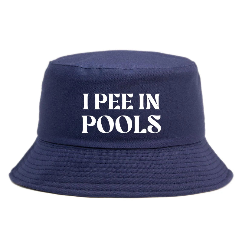 I Pee in Pools Print Reversible Bucket Hat Girl Boy Funny Summer Beach Hat