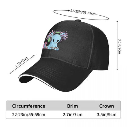 Gamer Axolotl Headphone Print Baseball Cap