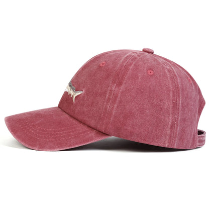 Unisex Shark Embroidery Wash Baseball Caps Spring And Autumn
