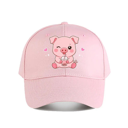 Pink Pig Bubble Tea Baseball Cap