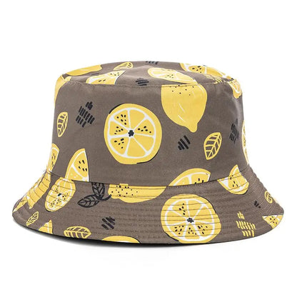 Unisex Bucket Cap Fruit Printing Hats Summer Double-sided Wear Man Women