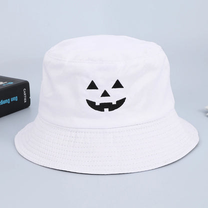 New Halloween-Themed Embroidered Pumpkin Smiling Bucket Hat