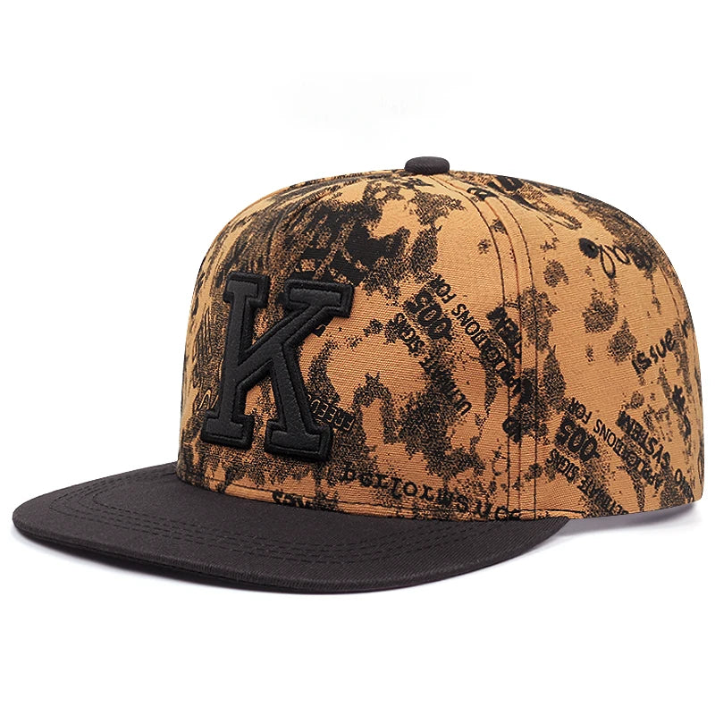 K Graffiti Embroidered Men Women Adjustable Hip Hop Snapback Cap For Unisex Adult