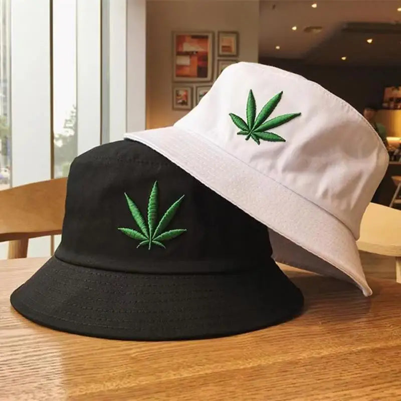 Maple Leaf Embroidery Bucket Hat Unisex Simple Bob Caps Hip Hop Gorros Men Women