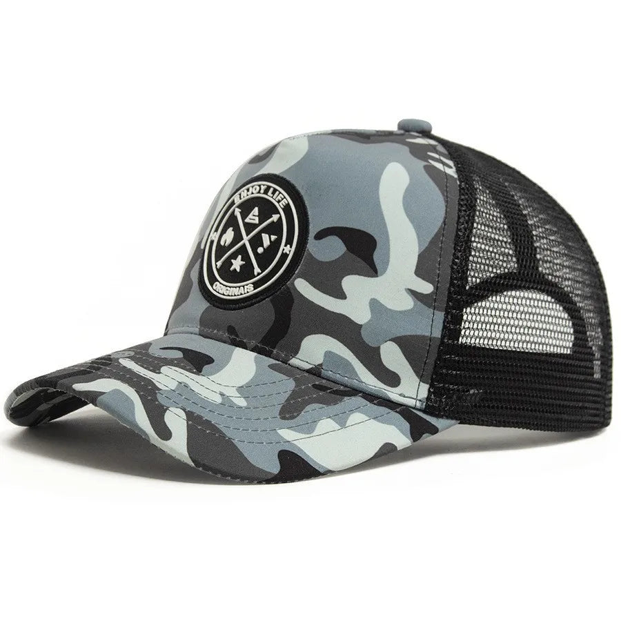 Summer Mesh Baseball Cap Women Men ENJOY LIFE Letter Patch