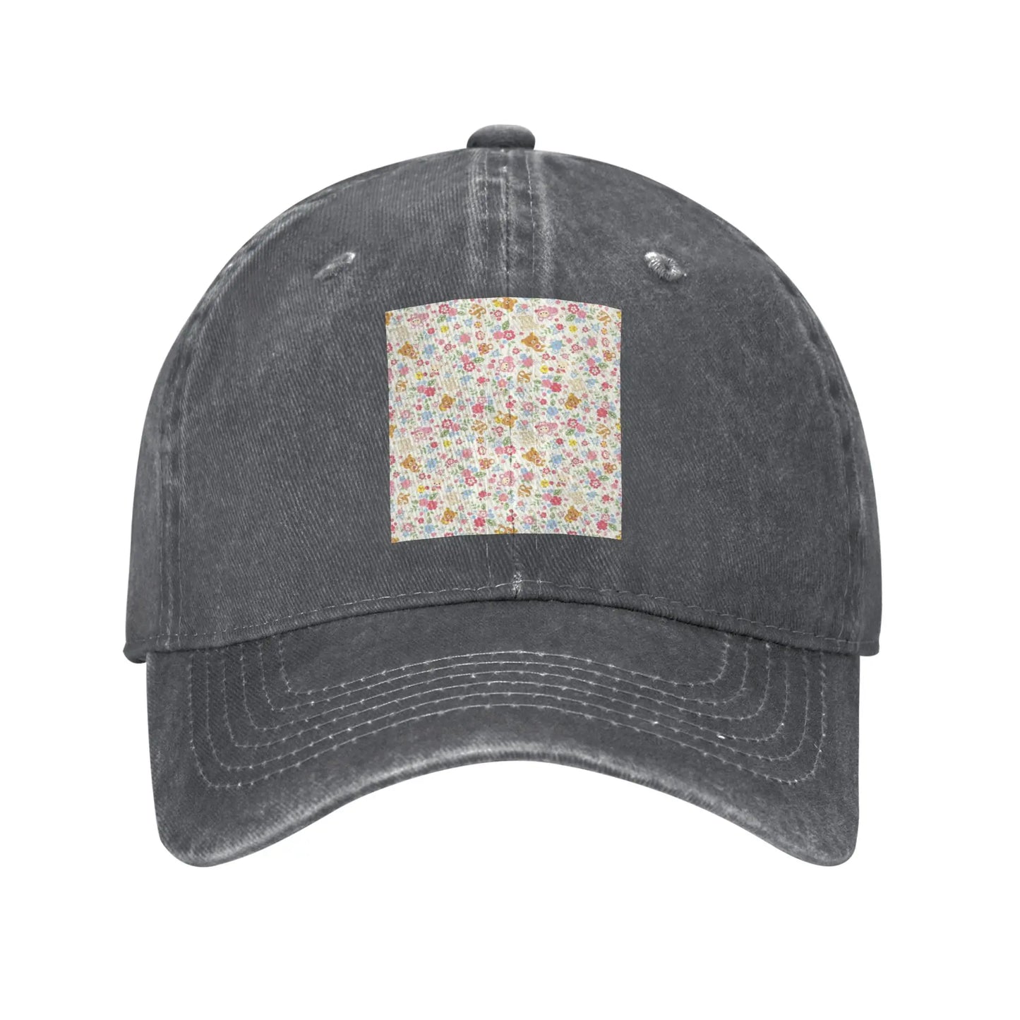 Cute Rilakkuma Flower pattern Denim Fabric Cap Casual Baseball Caps