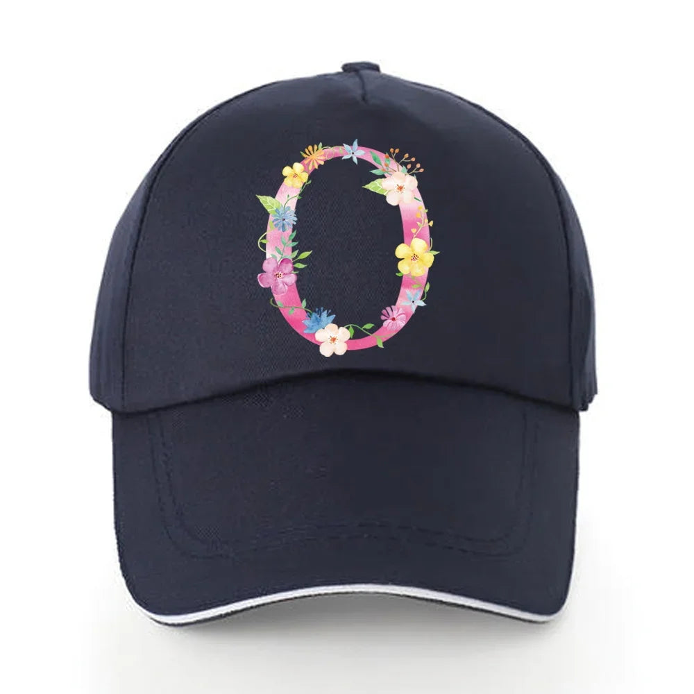 Men Baseball Cap Pure Cotton Adjustable Back Buckle Hat Pink Letter Print