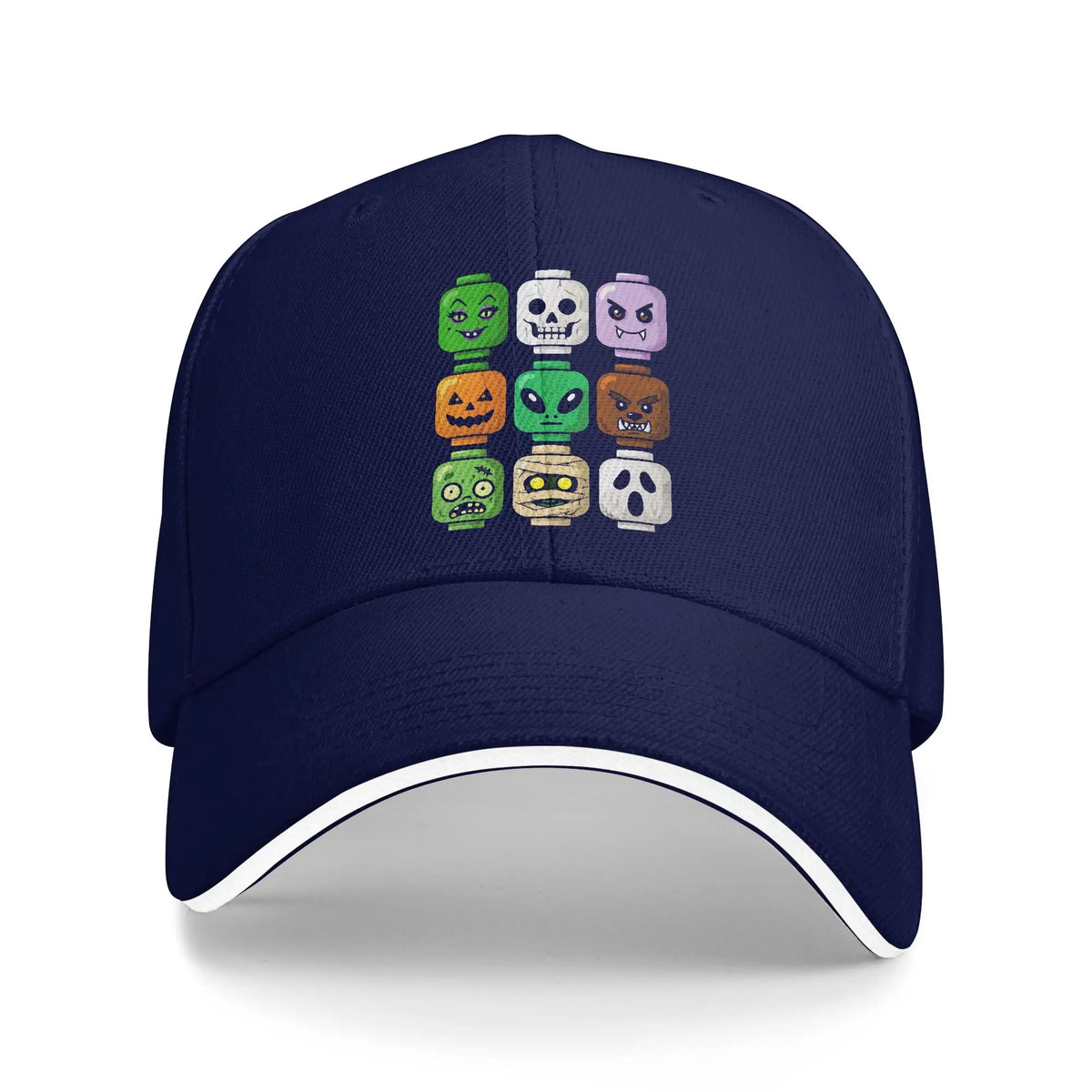 Halloween Building Brick Head Pumpkin Ghost Zombie Halloween Baseball Cap