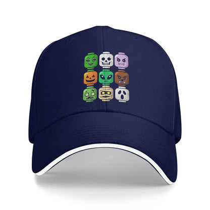 Halloween Building Brick Head Pumpkin Ghost Zombie Halloween Baseball Cap