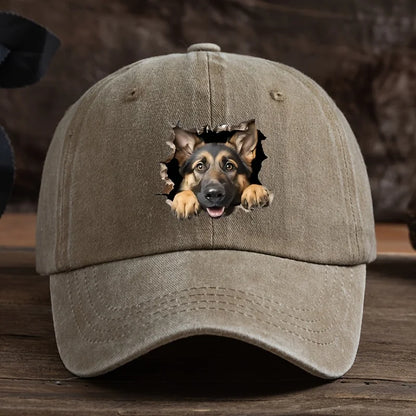 Broken Hole Wolf Dog Print Baseball Cap