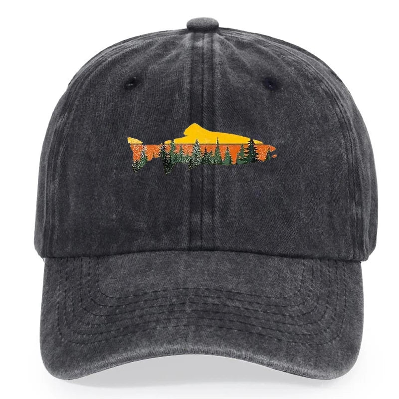 Vintage Fish Pattern Baseball Cap