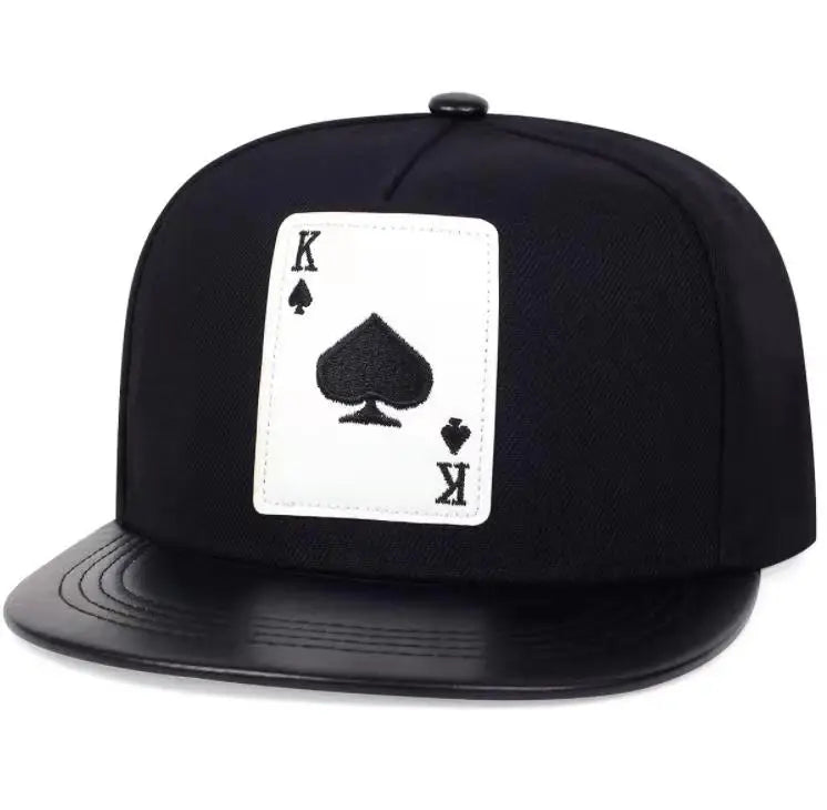 King Leather Playing Card Embroidered Baseball Caps Hip Hop Caps For Men Women Snapback Caps