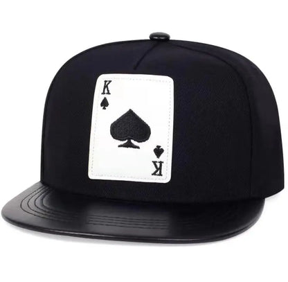 King Leather Playing Card Embroidered Baseball Caps Hip Hop Caps For Men Women Snapback Caps
