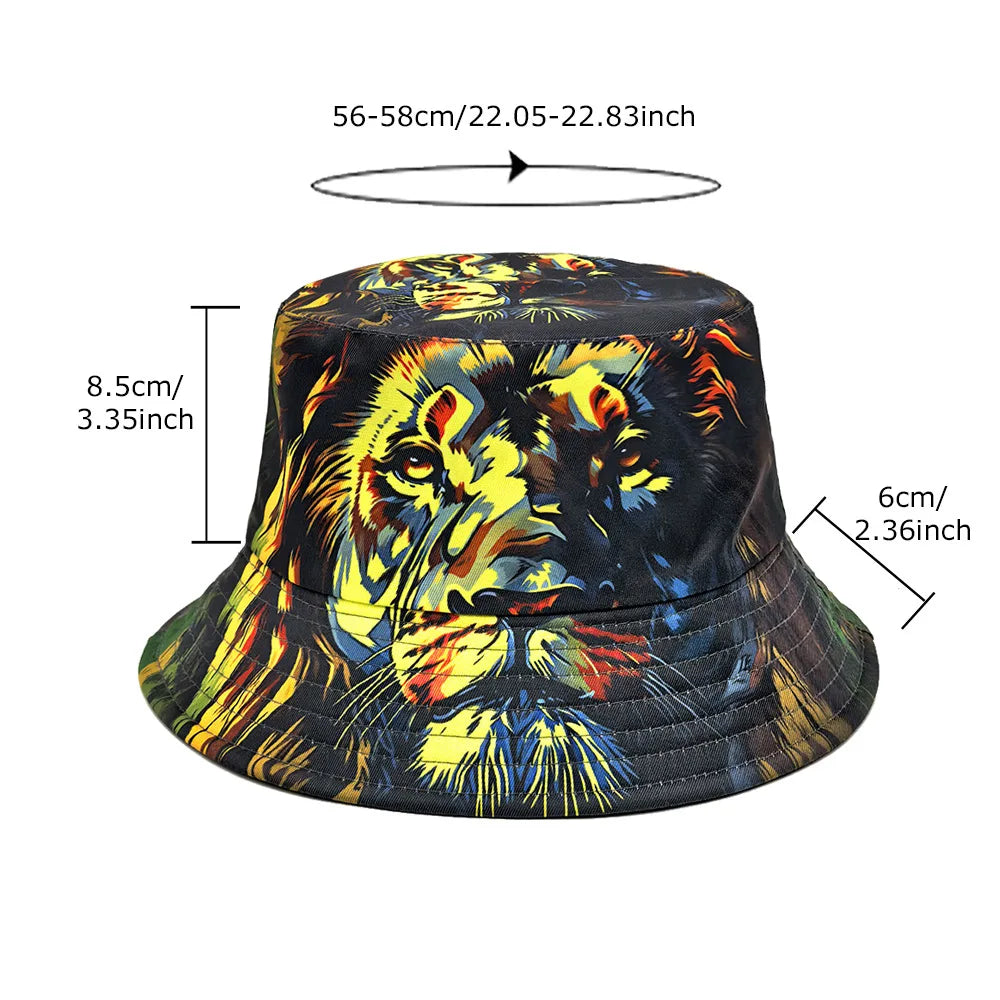Cool Lion Pattern Bucket Hats