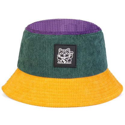 Unisex Cat Embroidery Personality Bucket Hats Fishermen Caps Sunscreen Hat