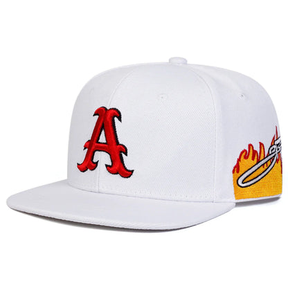 Unisex A Letter Flame Embroidery Hip-hop Hats