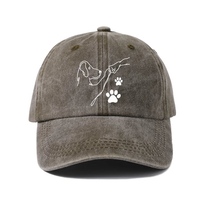 Dog Paw Outline Washed Baseball Cap