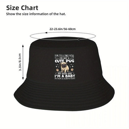 Custom Cute Pug Beach Bucket Hat Women Men