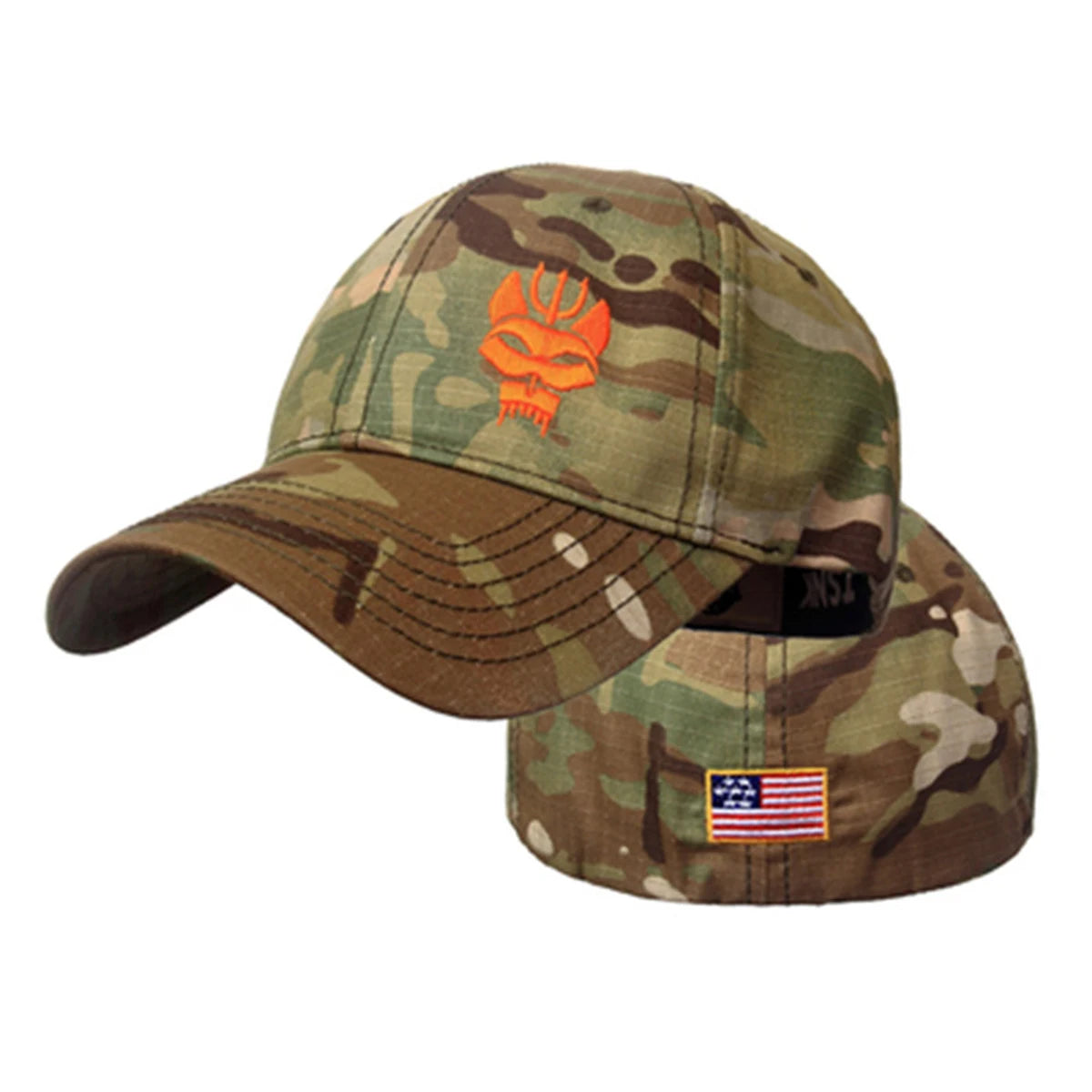 Unisex Forked Wolf Embroidery Snapback Camouflage Baseball Caps