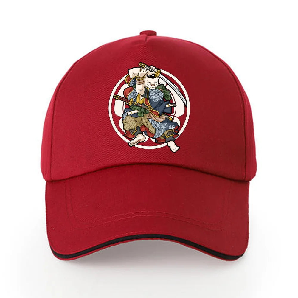 Summer Baseball Cap Solid Cotton Sun Hat Samurai Print