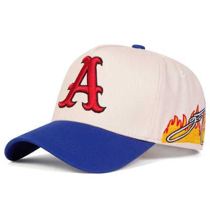 Unisex A Letter Embroidery Side Flame Baseball Caps Spring Autumn