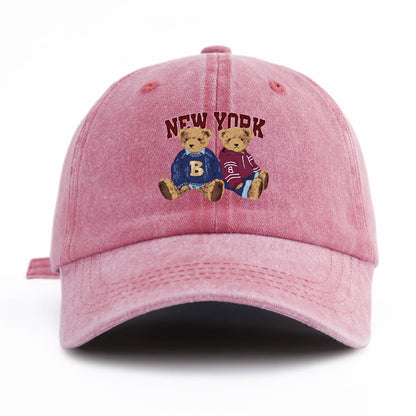 Bear Duo Print Washed Baseball Cap