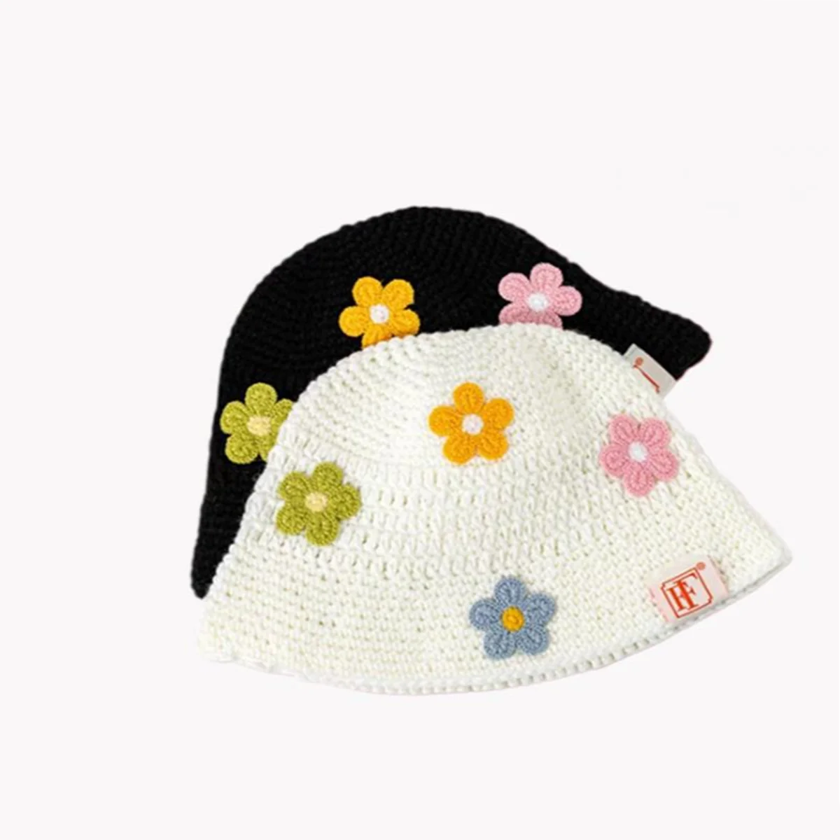 Hook flower Colorful Gradient knittingWoolen Hat Women's