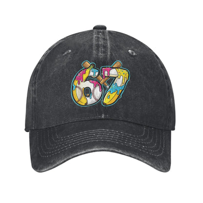 67 Ice Cream Drip Meme Funny Six Seven Gen Alpha Slang Baseball Cap