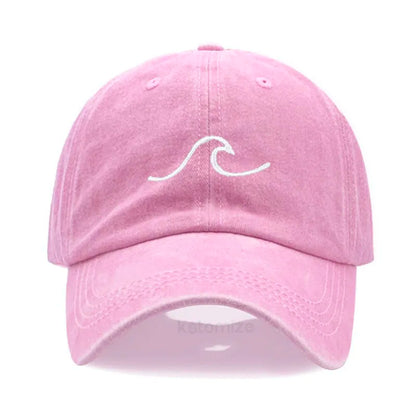 Men's Baseball Cap Women's Washed Cotton Waves Embroidery Embroidery Sport Golf Caps For Man