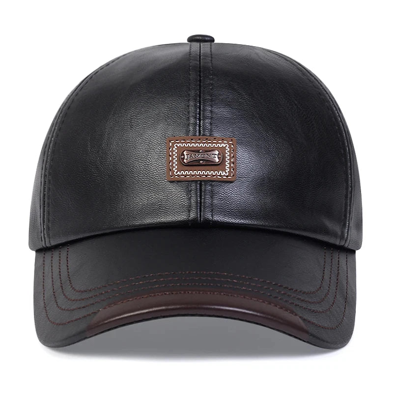Pu Leather Letter Label Baseball Caps