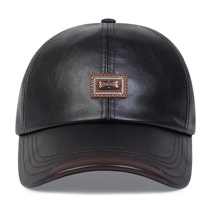 Pu Leather Letter Label Baseball Caps