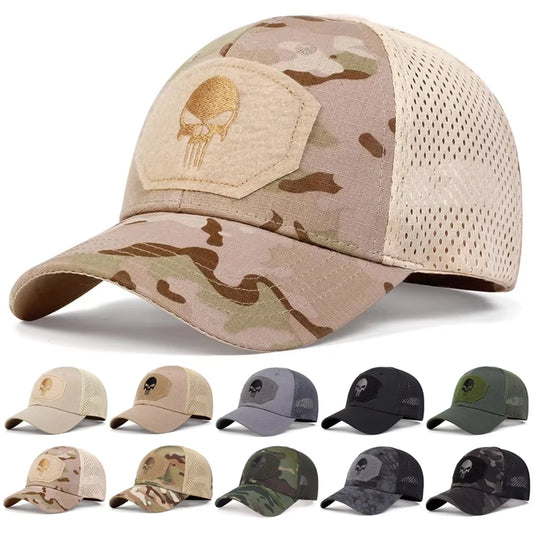 Unisex Skull Embroidery Baseball Net Caps
