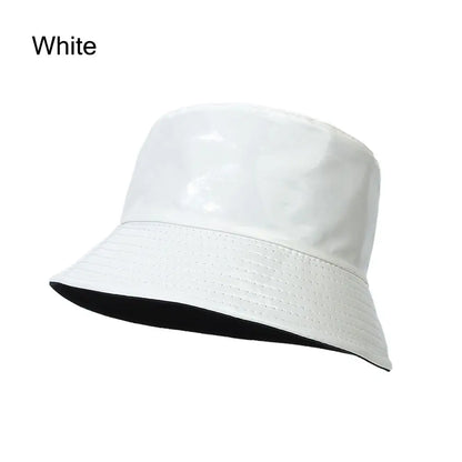 Unisex Reversible Climbing PU Leather Fishing Hat Sun Hat Bucket Hat