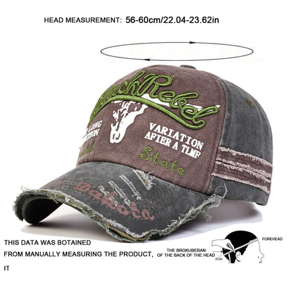 Unisex BlackRebel Letter Embroidery Wash Baseball Caps