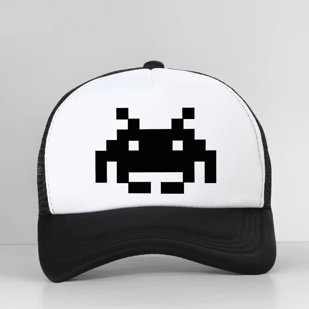 Don't Invade My Space Newest Space Invaders Arcade Mesh Breathable Baseball Cap