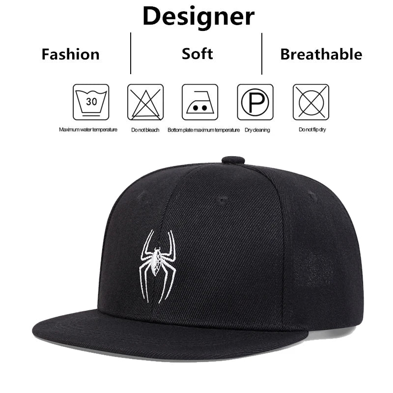 Children Spider Embroidery Snapback Caps