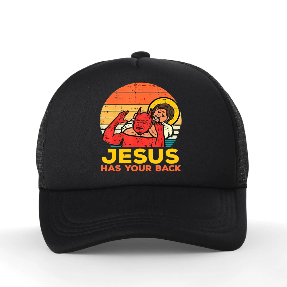 Jesus Has Your Back Jiu Jitsu Retro Christian Baseball Cap
