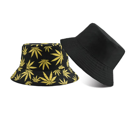 Retro Style Fashionable Printed Maple Leaf Fisherman Hat Bucket Hat
