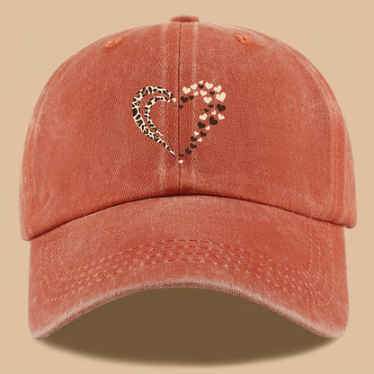 Leopard Print Heart Print Retro Casual Baseball Cap Suitable For Parties
