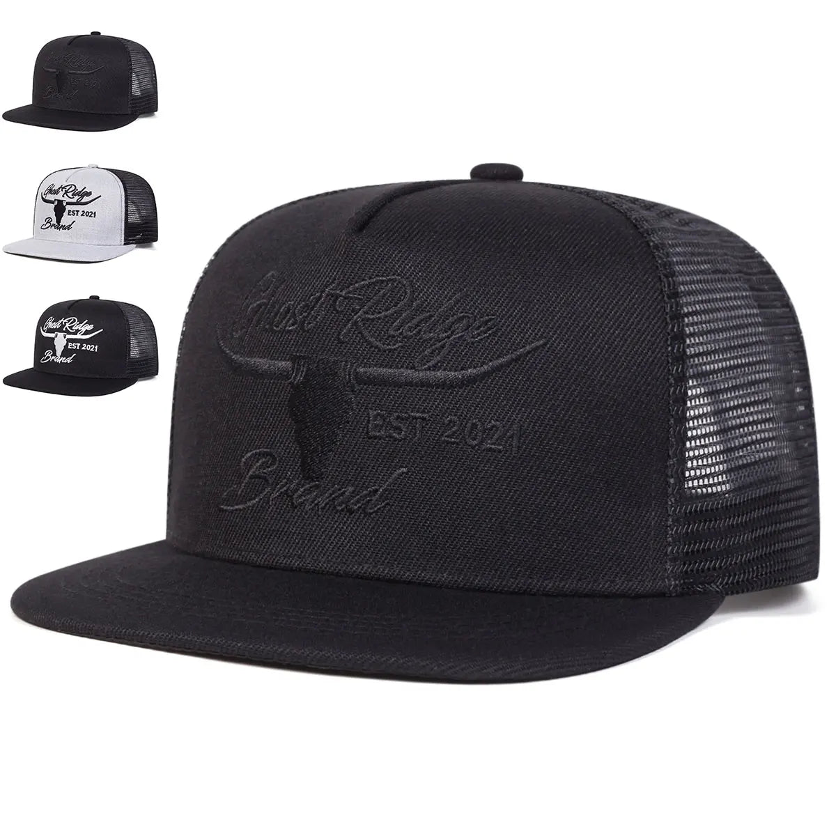 Unisex Bullhead Letter Embroidery Hip hop Net Hats