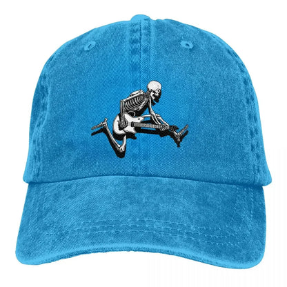 Skeleton Guitarist Jump Baseball Cap Men Cowboy Hats Women Guitar Rock Caps
