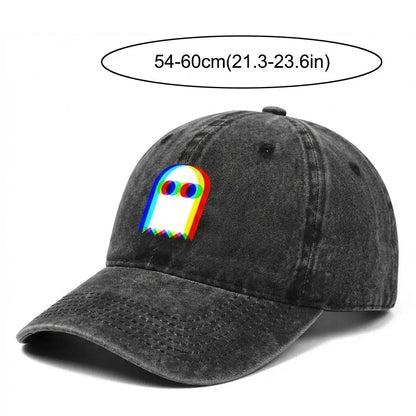 Retro Rainbow Ghost Print Washed Baseball Cap