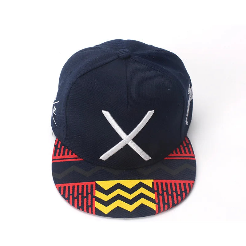 New Embroidered X Baseball Cap Outdoor Sun Block Dance Hat Hip Hop Flat Brim Hat